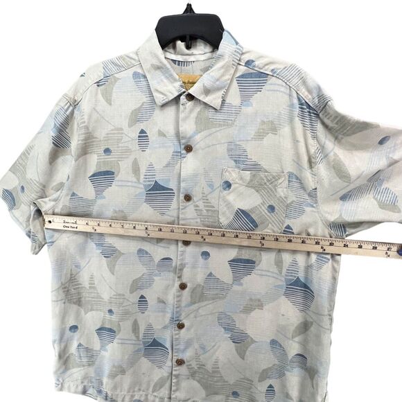 Tommy Bahama Shirt Mens Large Blue Silk Floral Camp Button Up Casual Hawaiian - Picture 5 of 13